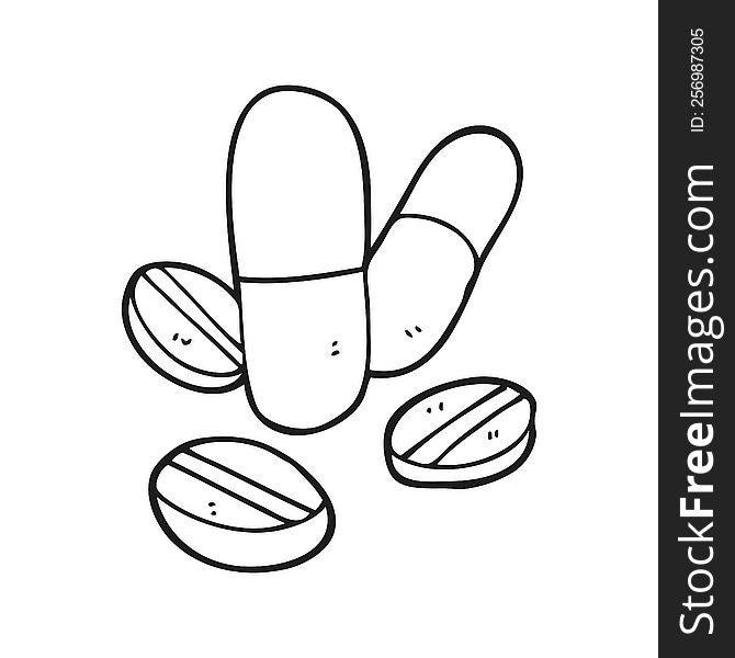 Black And White Cartoon Pills