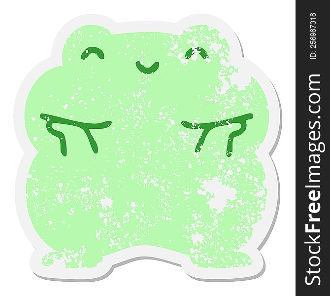 Cute Cartoon Frog Grunge Sticker