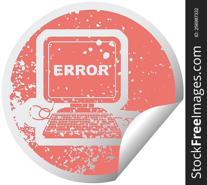 Computer Error Distressed Sticker