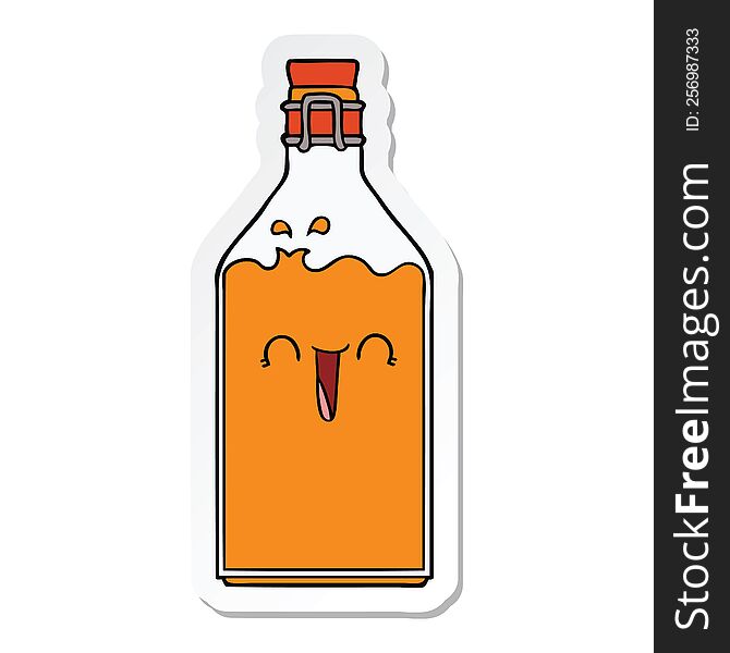 Sticker Of A Cartoon Old Juice Bottle