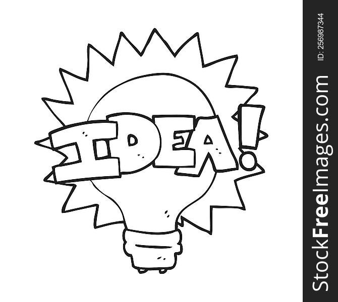 Black And White Cartoon Idea Light Bulb Symbol