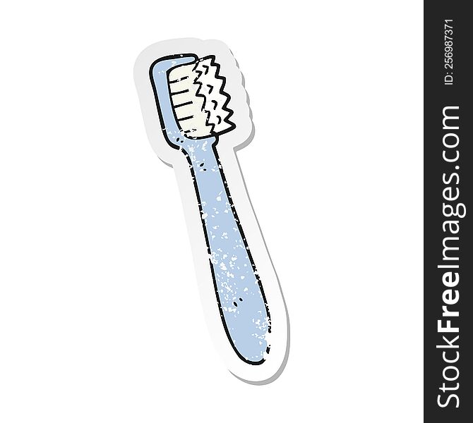 Retro Distressed Sticker Of A Cartoon Toothbrush