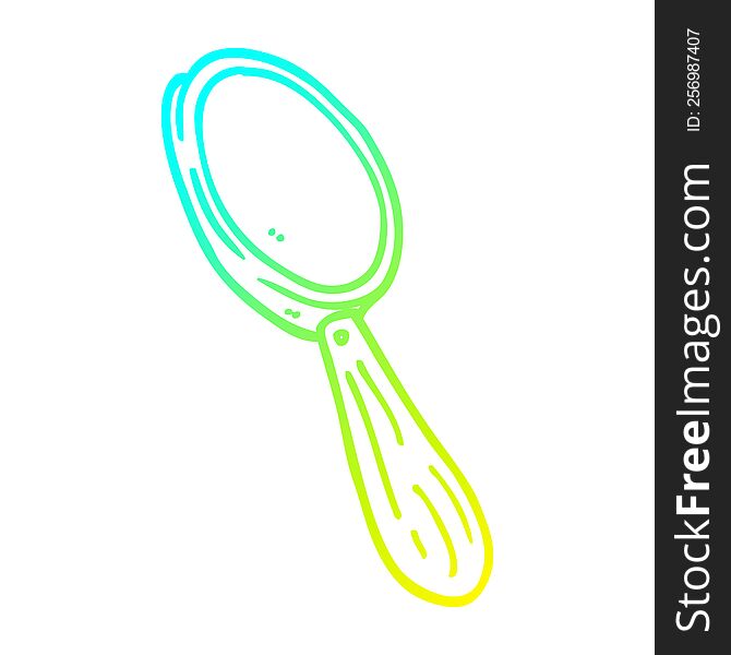 cold gradient line drawing of a cartoon magnifying glass