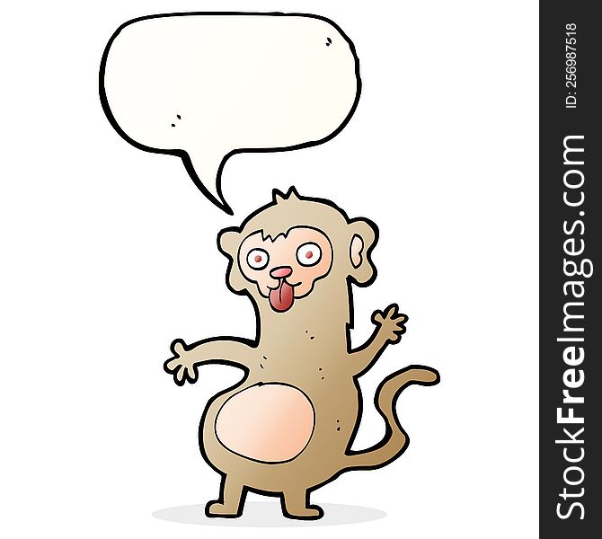 Funny Cartoon Monkey With Speech Bubble