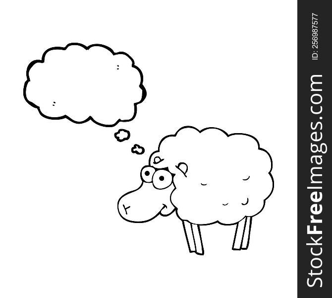 funny freehand drawn thought bubble cartoon sheep. funny freehand drawn thought bubble cartoon sheep
