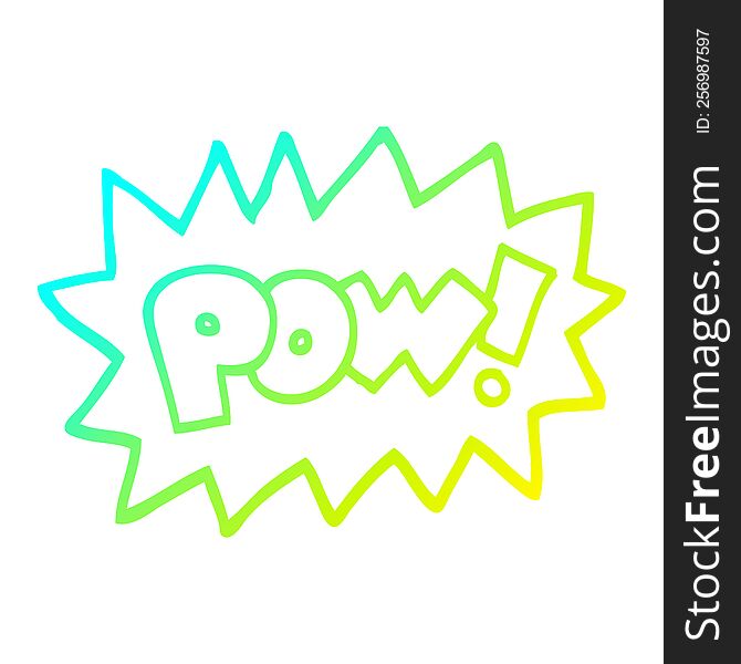 cold gradient line drawing of a cartoon pow symbol