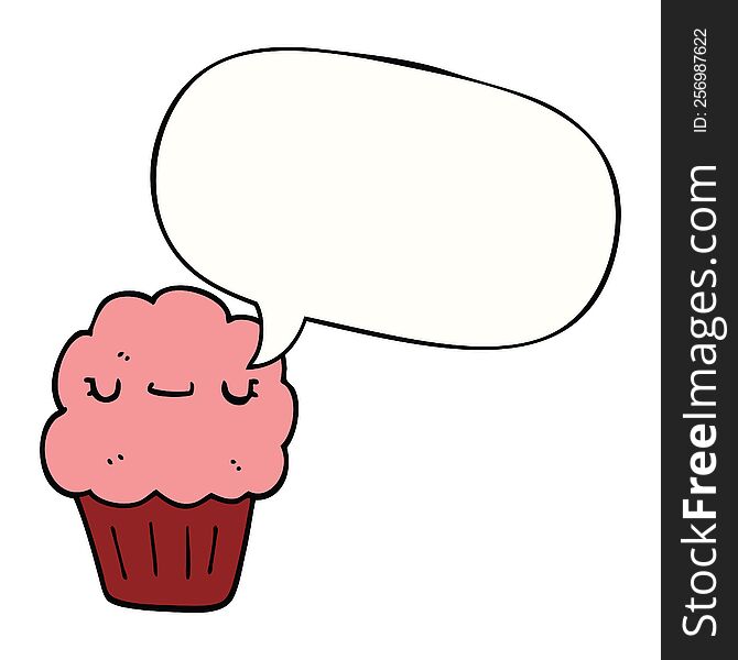 cartoon muffin with speech bubble. cartoon muffin with speech bubble