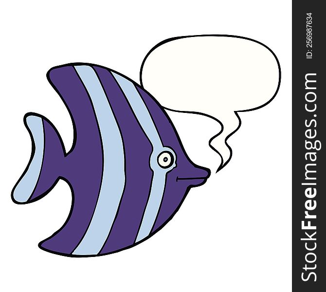 cartoon angel fish with speech bubble. cartoon angel fish with speech bubble