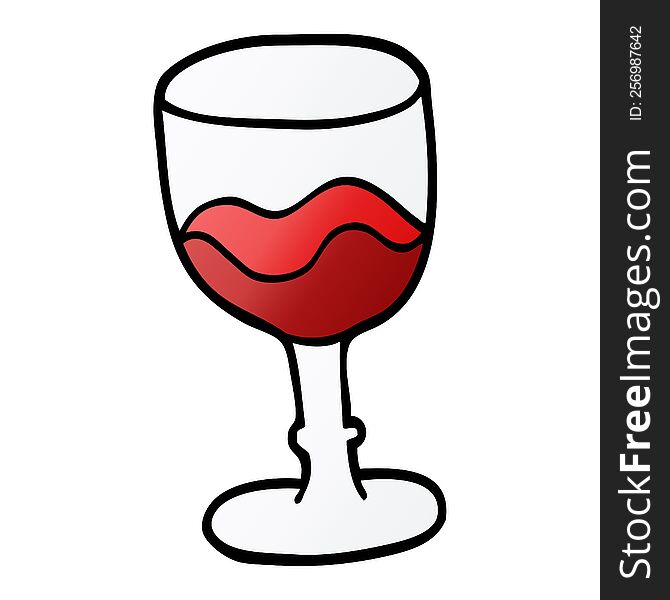 cartoon doodle glass of red wine