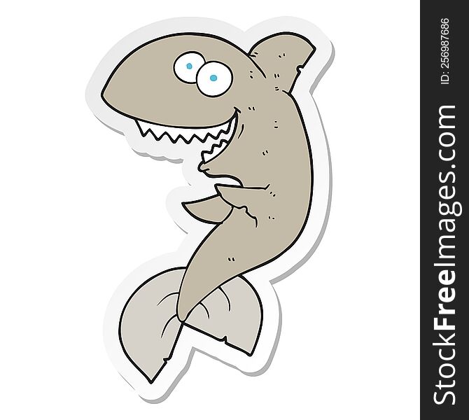sticker of a cartoon shark