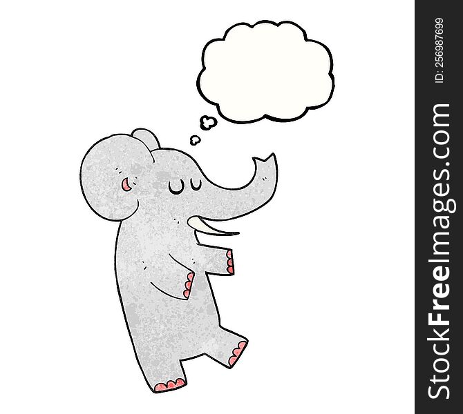 freehand drawn thought bubble textured cartoon dancing elephant