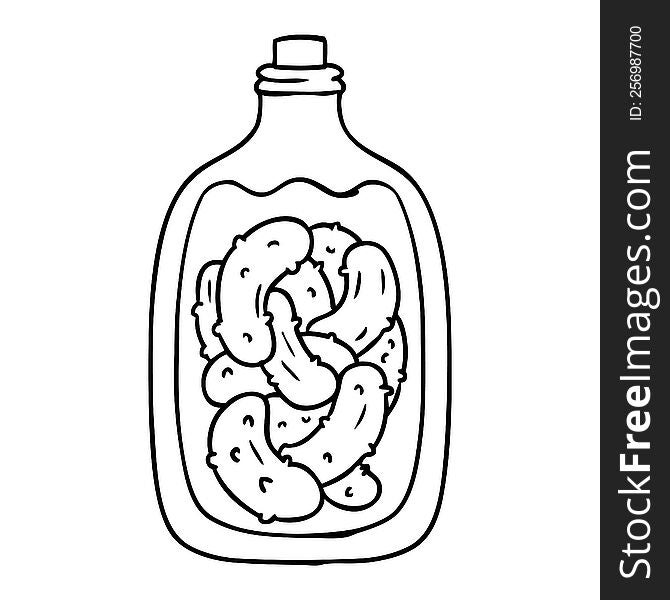 hand drawn line drawing doodle jar of pickled gherkins