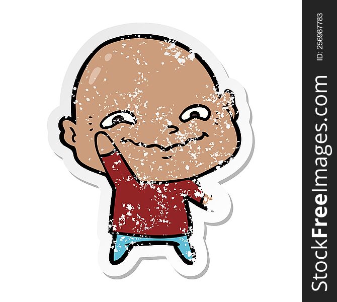 distressed sticker of a cartoon creepy guy