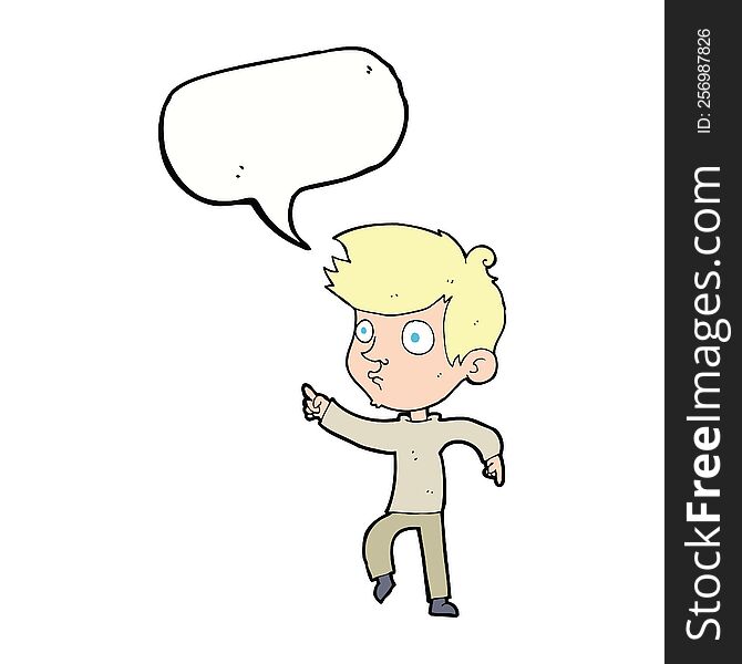 Cartoon Pointing Boy With Speech Bubble