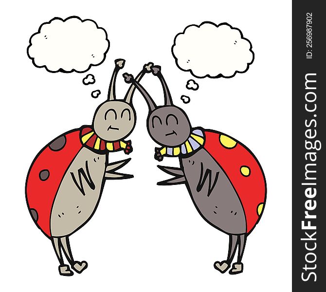 thought bubble cartoon ladybugs greeting