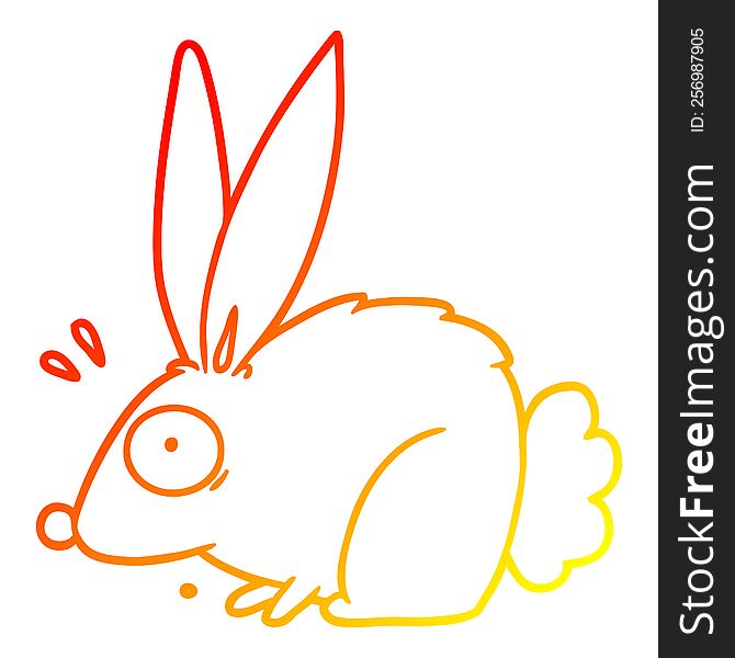 Warm Gradient Line Drawing Cartoon Frightened Rabbit
