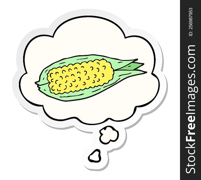 Cartoon Corn And Thought Bubble As A Printed Sticker