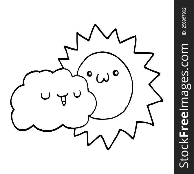 Cartoon Sun And Cloud