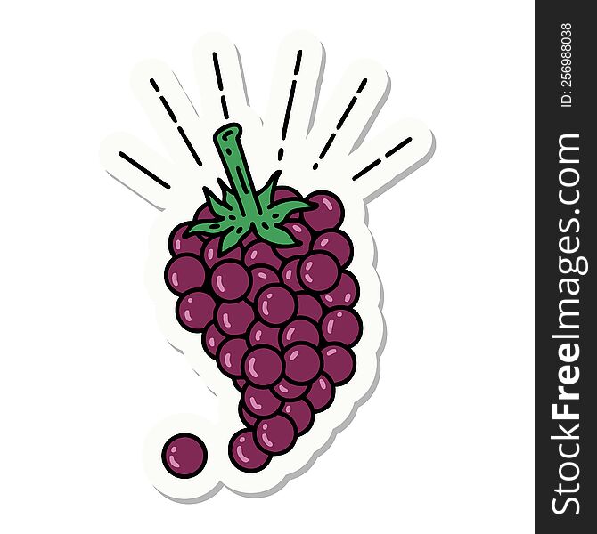 sticker of a tattoo style bunch of grapes