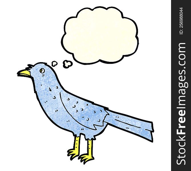 cartoon crow with thought bubble