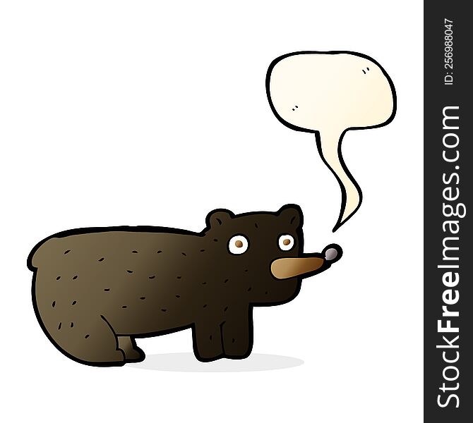 Funny Cartoon Black Bear With Speech Bubble