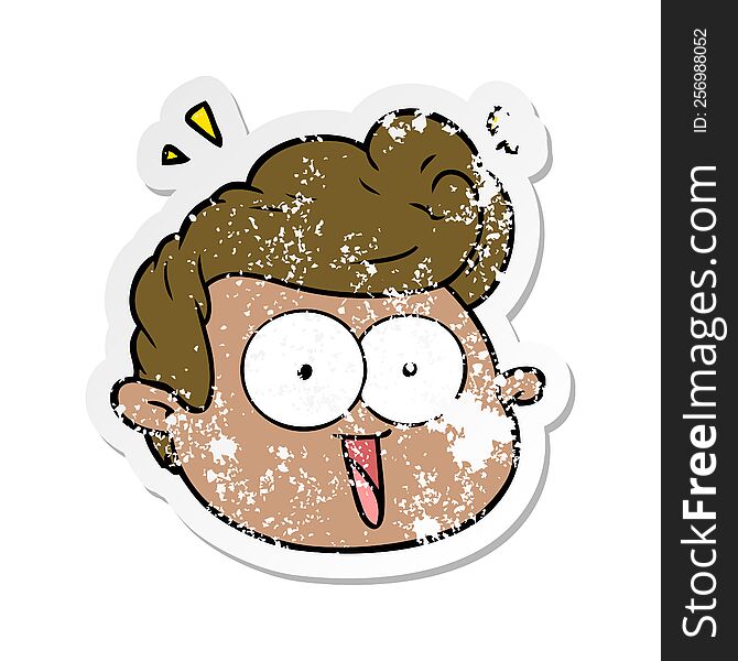 Distressed Sticker Of A Cartoon Male Face Surprised