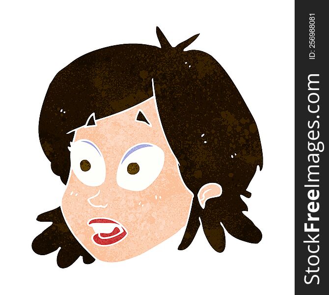 cartoon female face with surprised expression