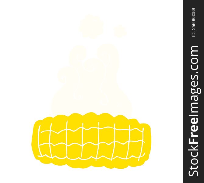 Flat Color Illustration Of A Cartoon Corn Cob