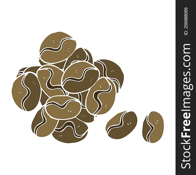 Flat Color Illustration Of A Cartoon Coffee Beans