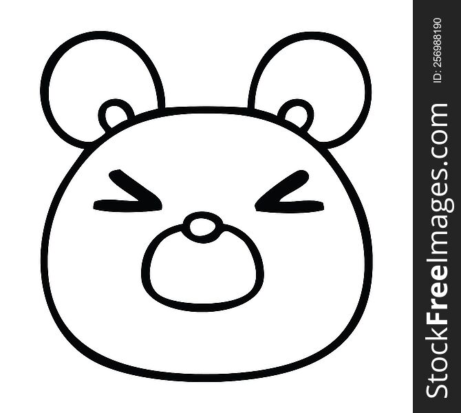 Quirky Line Drawing Cartoon Mouse Face