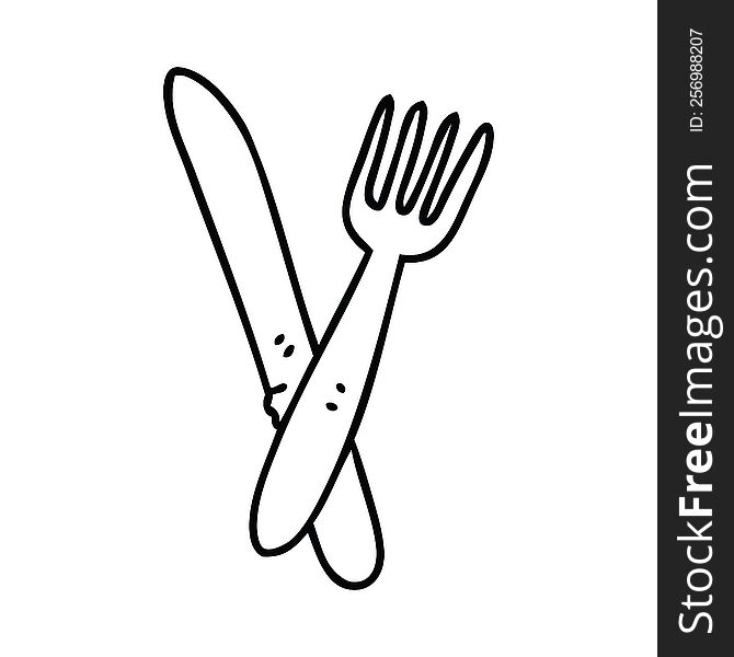 line drawing quirky cartoon cutlery. line drawing quirky cartoon cutlery
