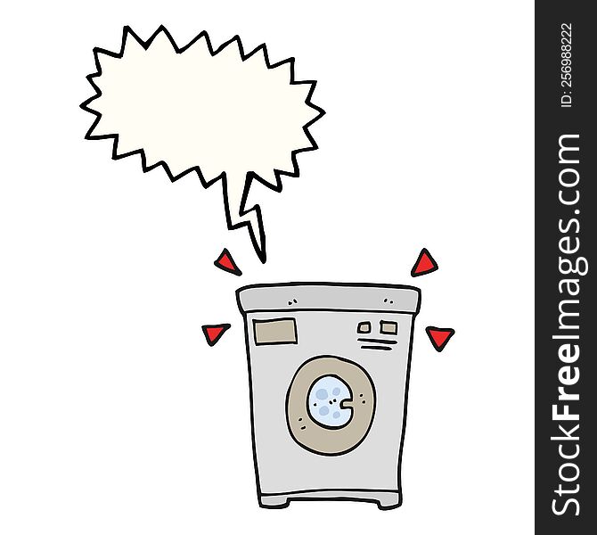 freehand drawn speech bubble cartoon washing machine