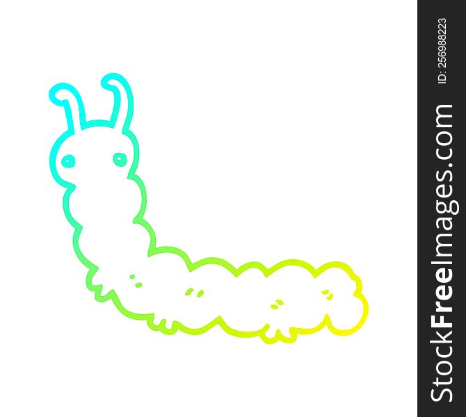 cold gradient line drawing of a cartoon caterpillar