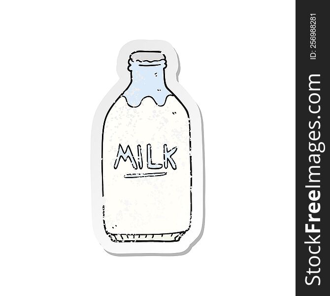 Retro Distressed Sticker Of A Cartoon Milk Bottle