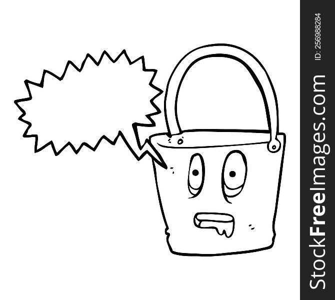 freehand drawn speech bubble cartoon bucket