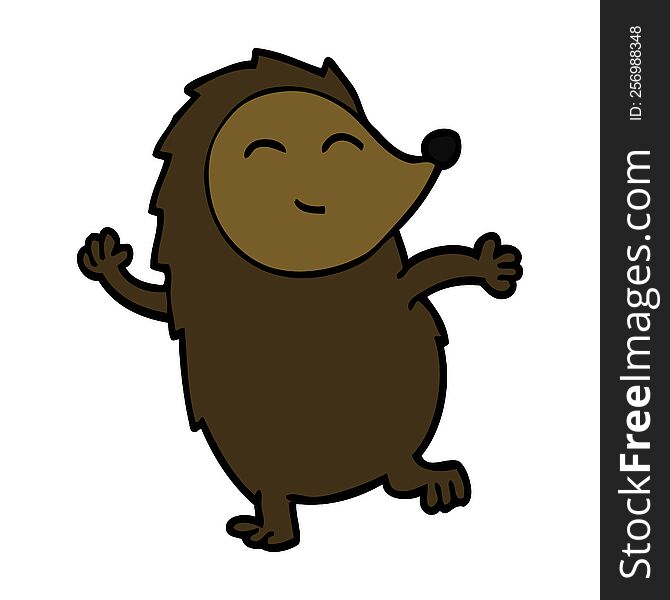 Cartoon Doodle Dancing Hedgehog