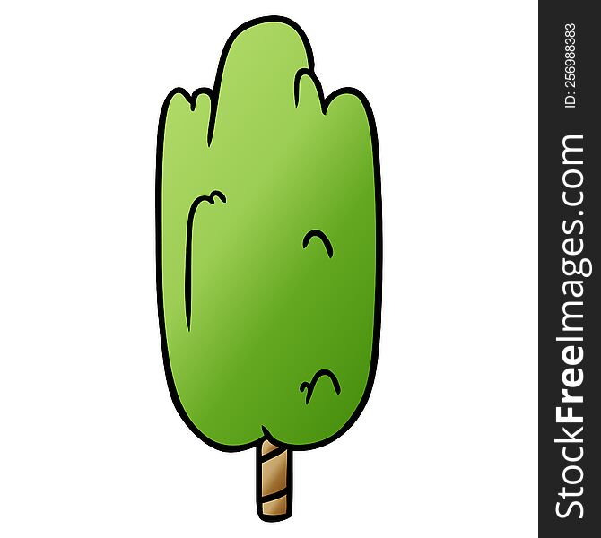hand drawn gradient cartoon doodle single green tree