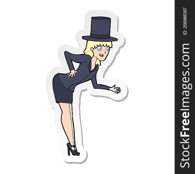 sticker of a cartoon magician woman