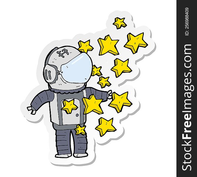 Sticker Of A Cartoon Spaceman