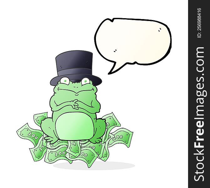 Speech Bubble Cartoon Rich Frog In Top Hat