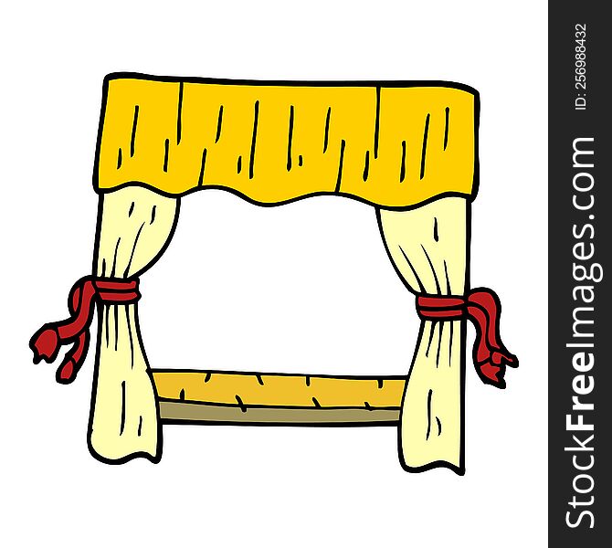 cartoon doodle window with curtains