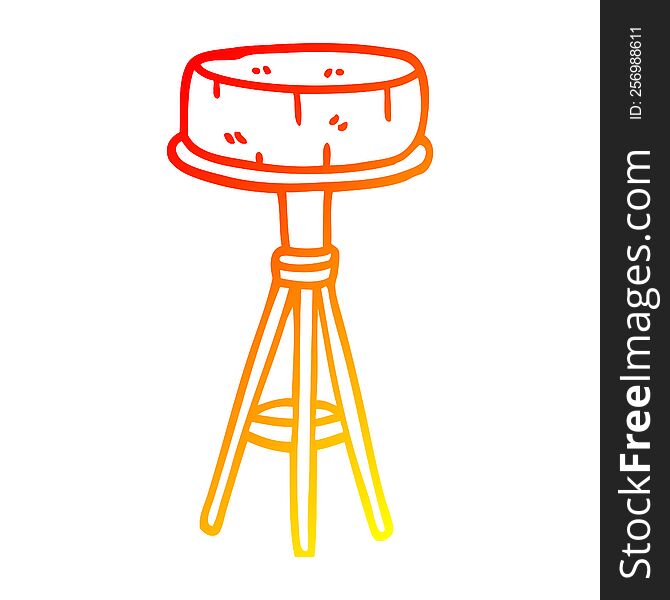 warm gradient line drawing of a cartoon breakfast stool