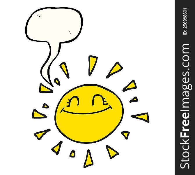 Happy Speech Bubble Cartoon Sun