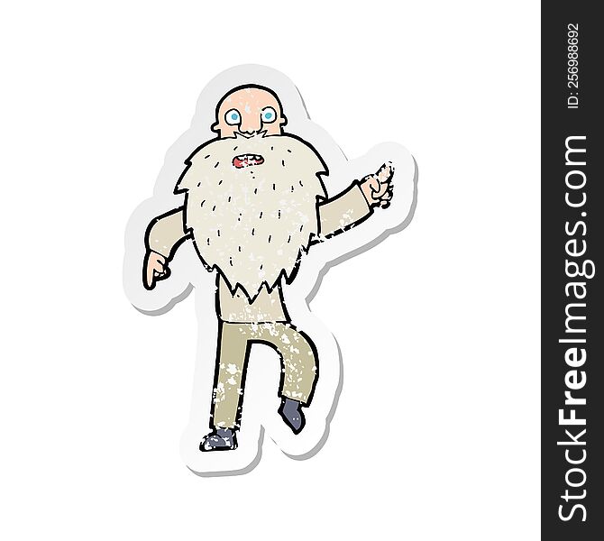 Retro Distressed Sticker Of A Cartoon Stressed Old Man