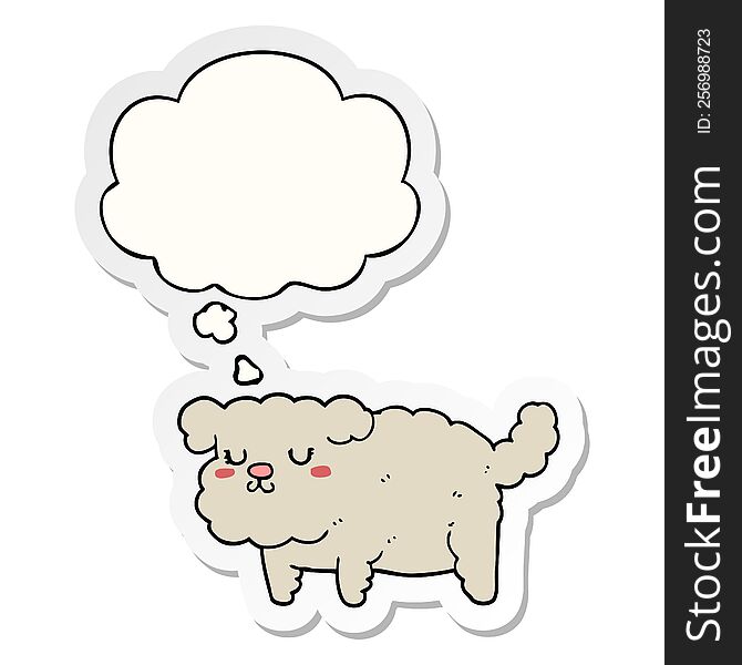 Cartoon Dog And Thought Bubble As A Printed Sticker