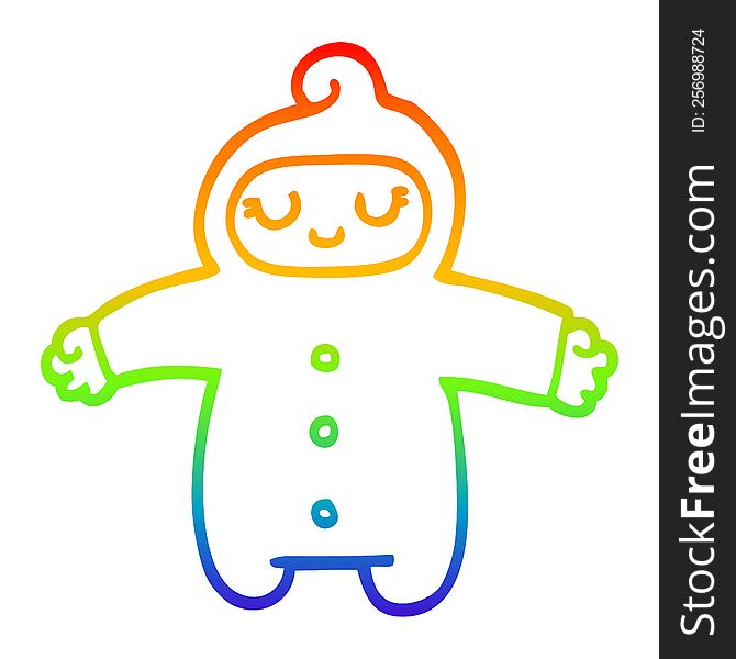 Rainbow Gradient Line Drawing Cartoon Baby