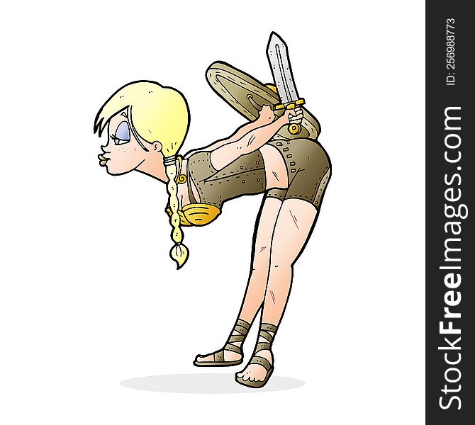 Cartoon Viking Girl Bowing