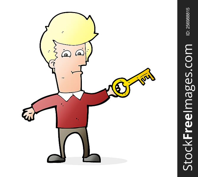 Cartoon Man With Key