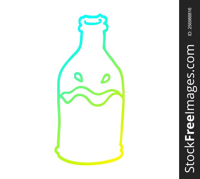 cold gradient line drawing cartoon green bottle