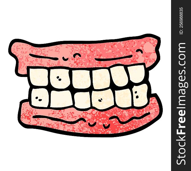 grunge textured illustration cartoon false teeth